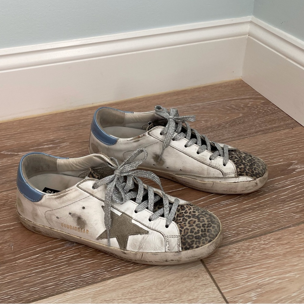 Golden Goose Deluxe Brand Super Star sneakers blue patent and cheetah